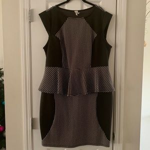 Black and White Checkered Peplum Dress
